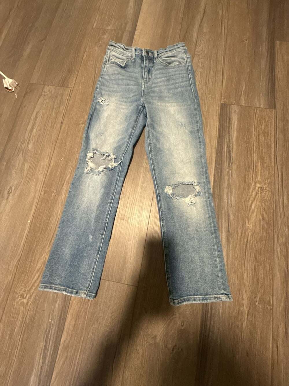 Flying Monkey Light Wash Ripped Straight Ankle Jeans Size 6